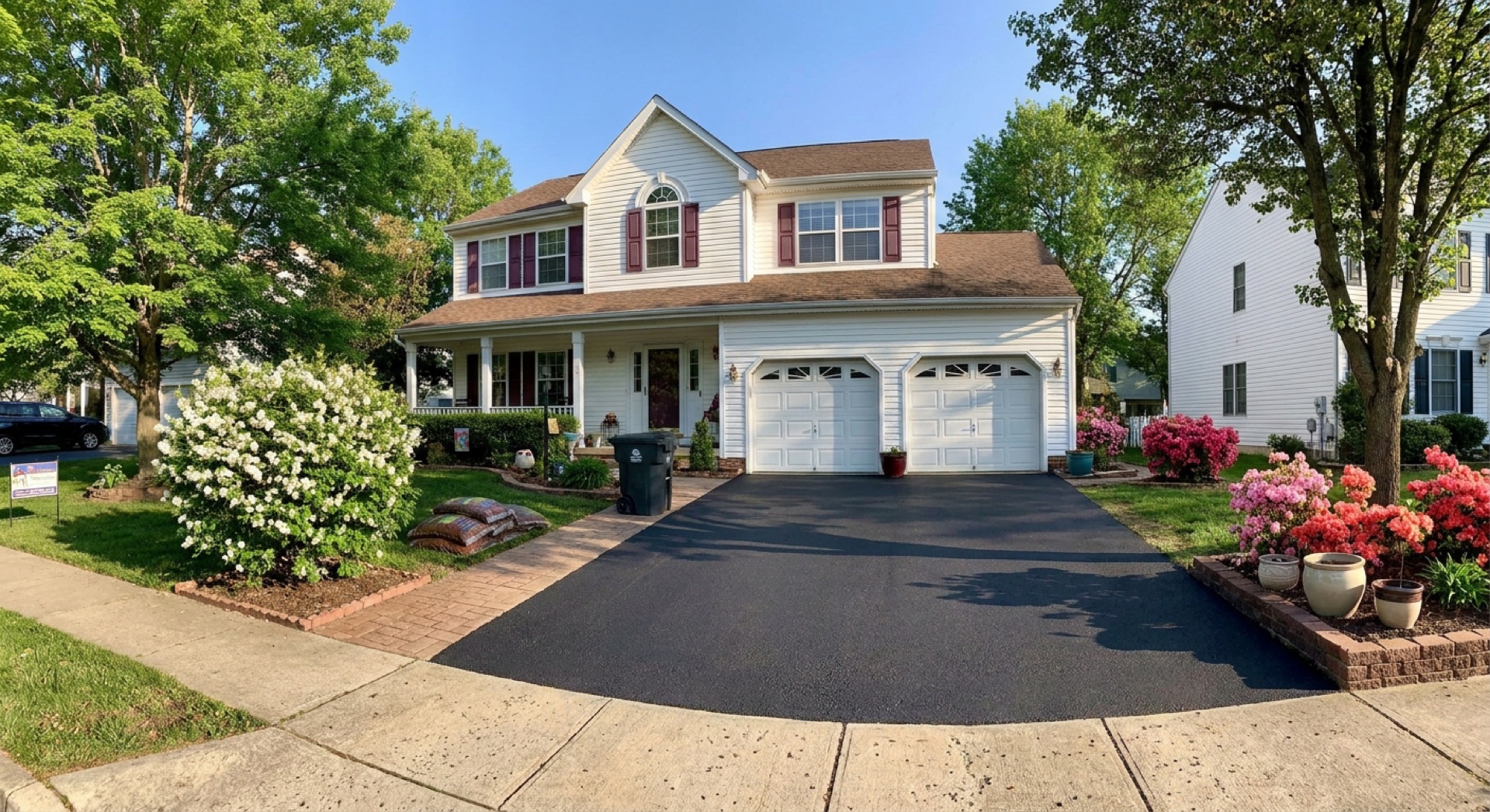 Resurfaced asphalt driveway after repair Leesburg VA