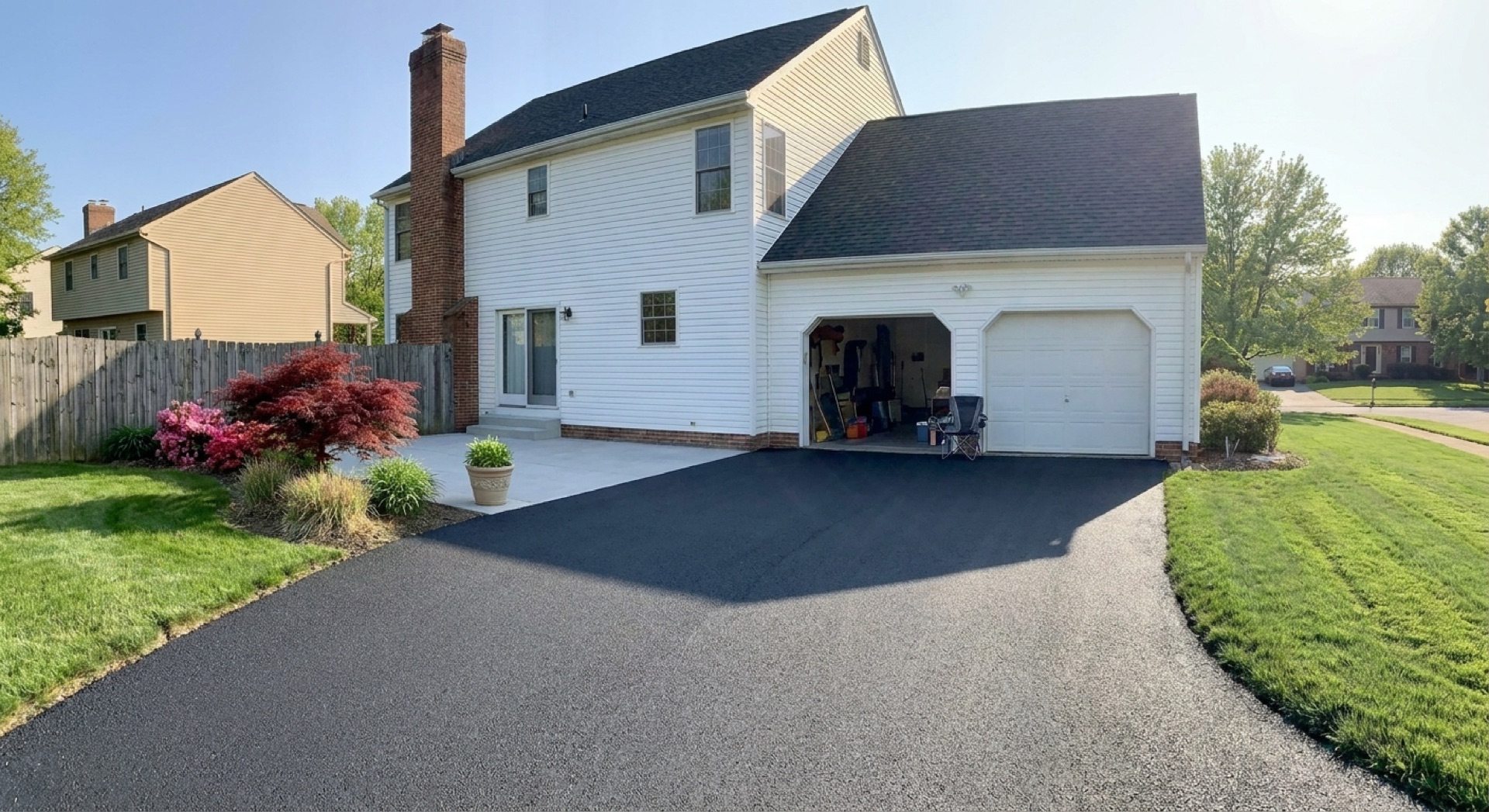 Sealed driveway after crack repair Loudoun County