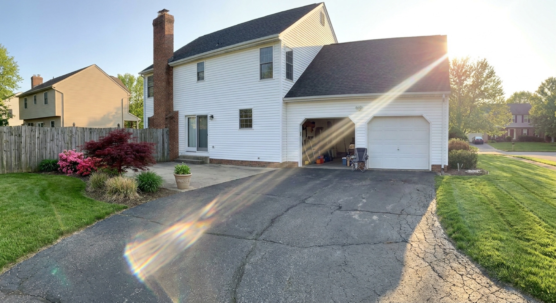 Cracked driveway before crack sealing and sealcoating Loudoun County VA