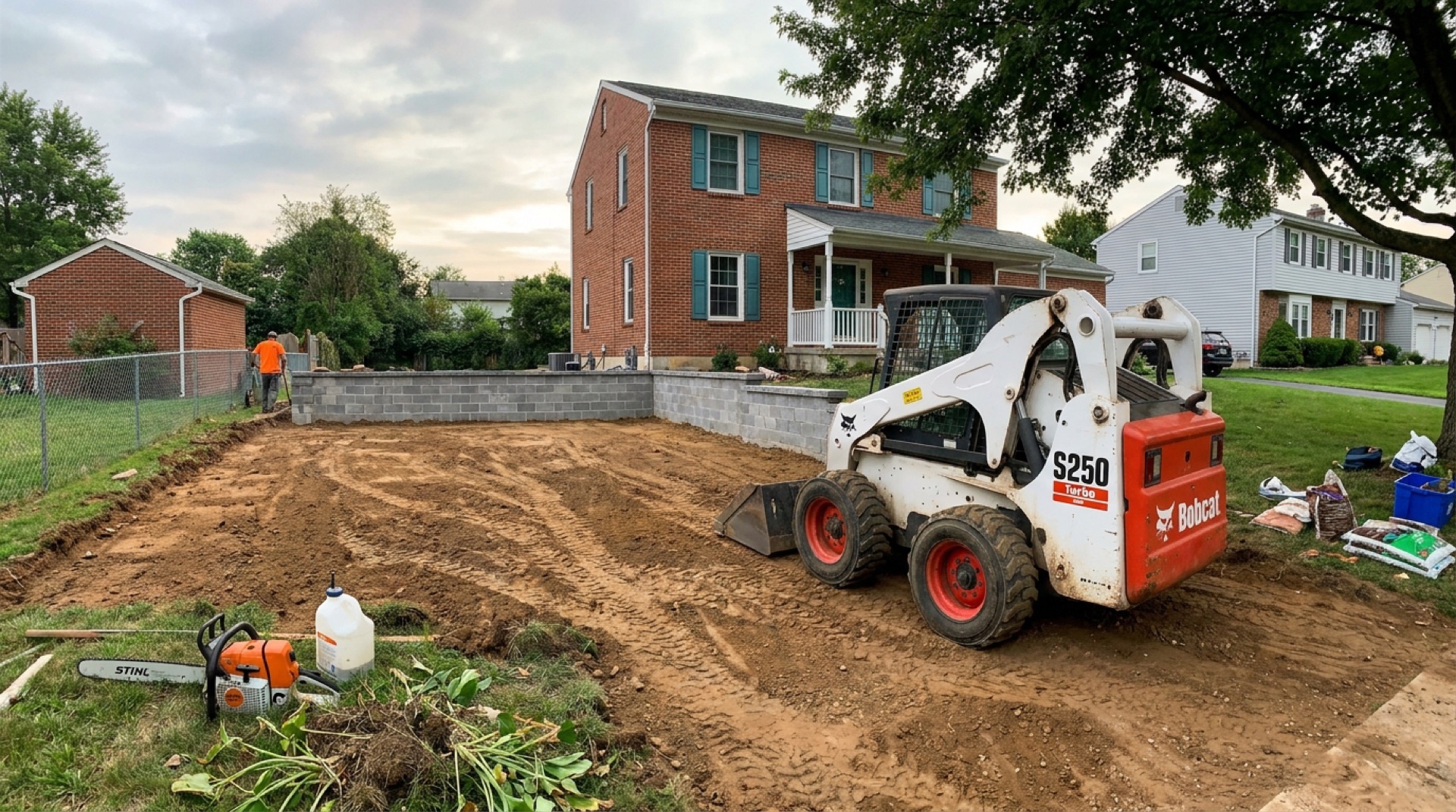 Base preparation skid steer asphalt driveway